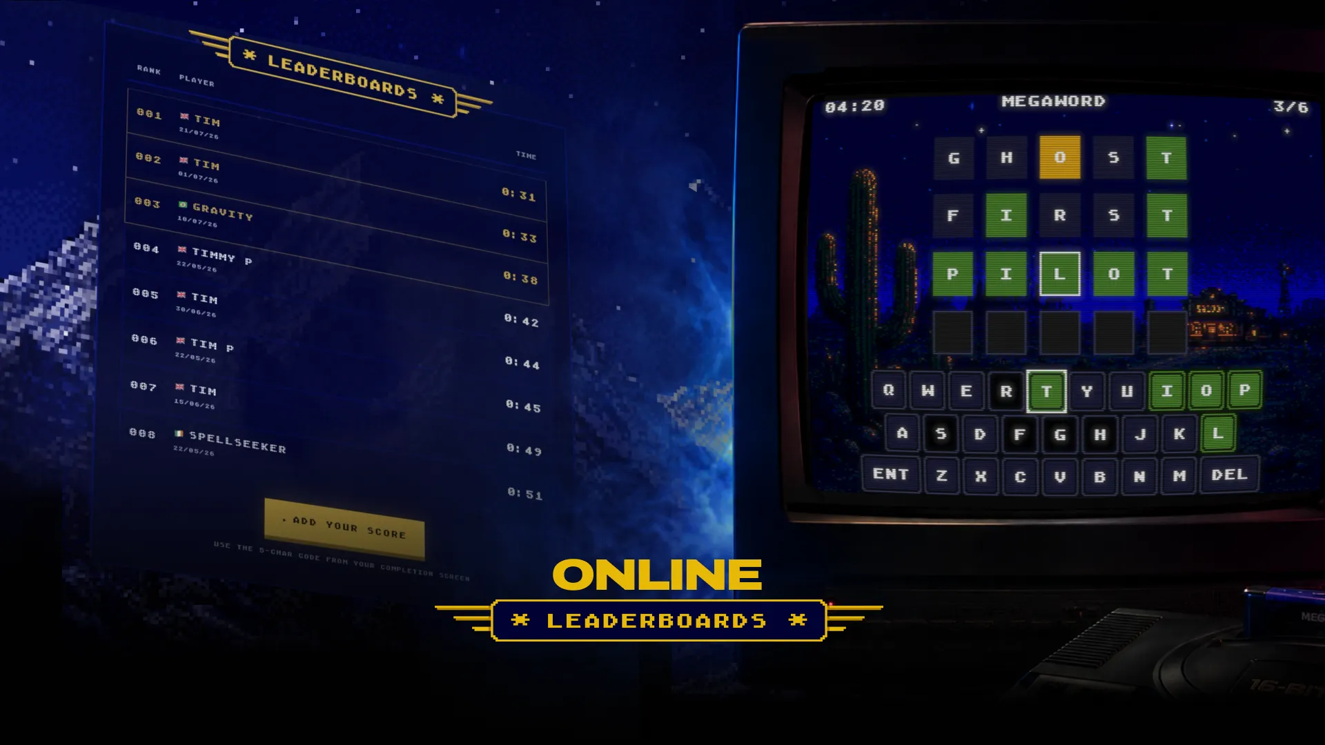 Preview of the MegaWord global leaderboard